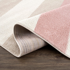 Mid-Century Contemporary Area Rug – Ivory, Beige & Blush Pink