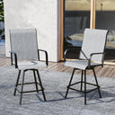 Outdoor Swivel Bar Stools Set of 2, Counter Height, Textilene Mesh
