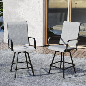 Outdoor Swivel Bar Stools Set of 2, Counter Height, Textilene Mesh
