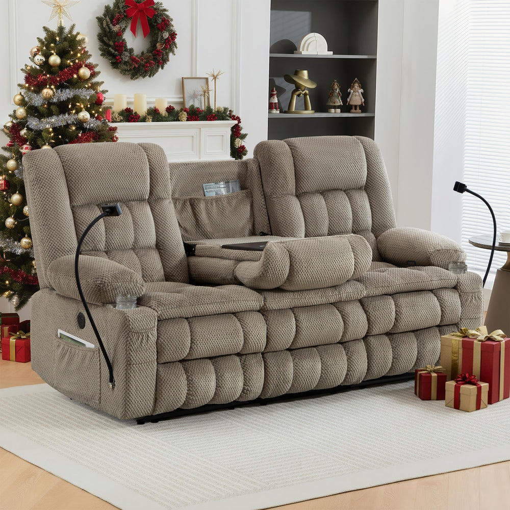 3-Seater Manual Recliner Sofa with Hidden Storage