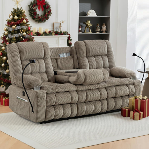3-Seater Manual Recliner Sofa with Hidden Storage