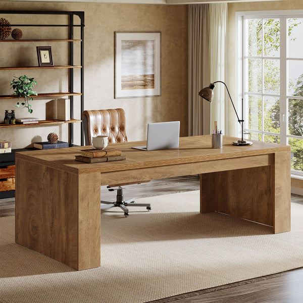 70.86-Inch Large Executive Computer Desk with Double Pedestal Legs