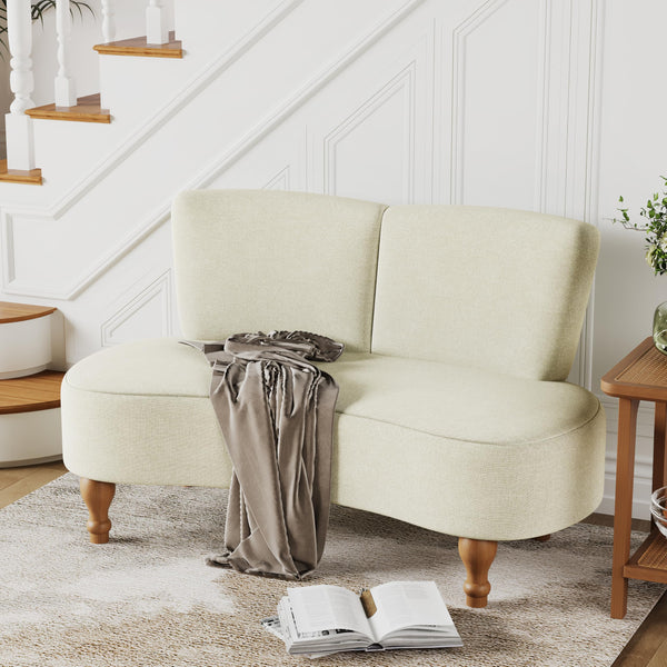 49" Curved Loveseat Sofa with Wooden Legs