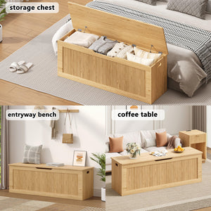 Extra Large Fluted Storage Bench with Lift Top