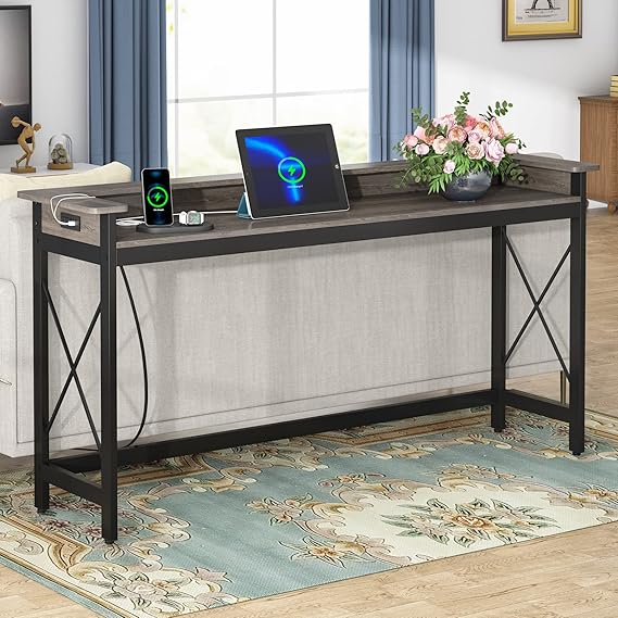 Sofa Console Table with Outlets & USB Ports – 70.9" Extra Long