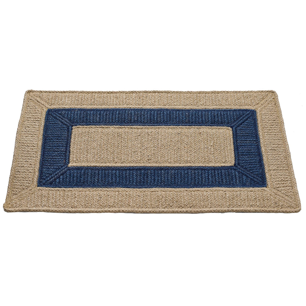 Jute Cotton Doormat 18x30 – Handwoven, Reversible, Navy