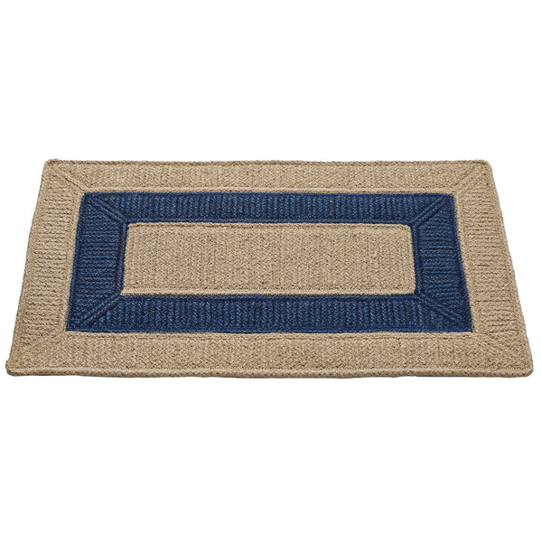 Jute Cotton Doormat 18x30 – Handwoven, Reversible, Navy