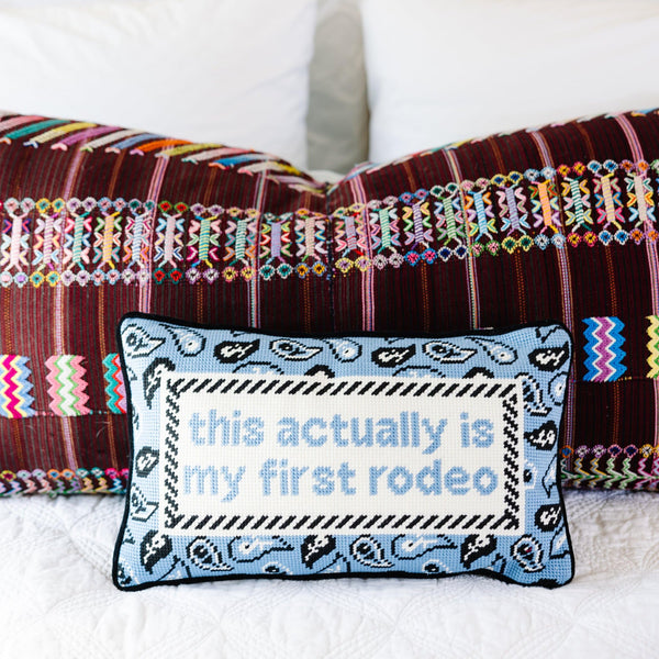 Needlepoint Decorative Throw Pillow – First Rodeo