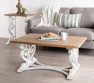 Rustic Carved Wood Coffee Table
