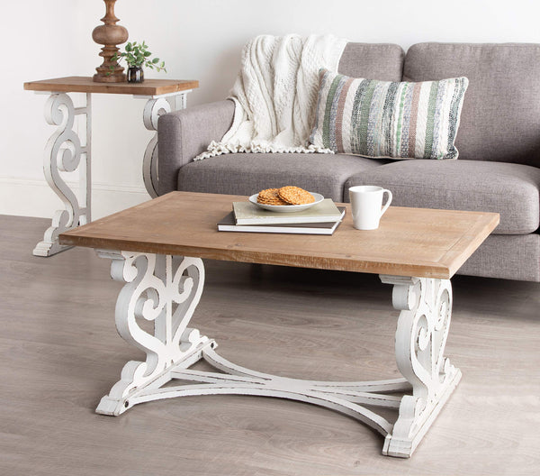 Rustic Carved Wood Coffee Table