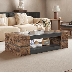 47" 2-Tier Glass Top Coffee Table