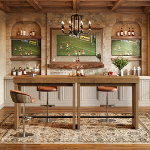 Farmhouse Counter Height Bar Table with Metal Footrest