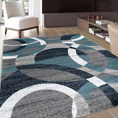Modern Circles Area Rug 5'3" x 7'3" – Polypropylene, Multi-Color Options