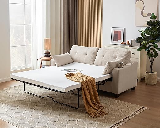 2-in-1 Pull Out Sleeper Sofa Bed with Memory Foam Mattress