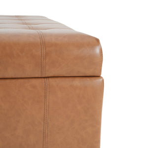 Square PU Storage Ottoman with Flip Top Lid