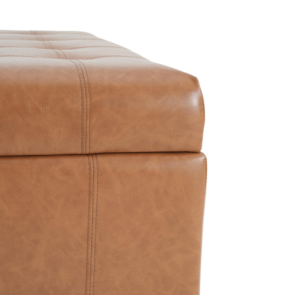 Square PU Storage Ottoman with Flip Top Lid
