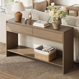 55-Inch Console Table with 2 Drawers & Open Shelf