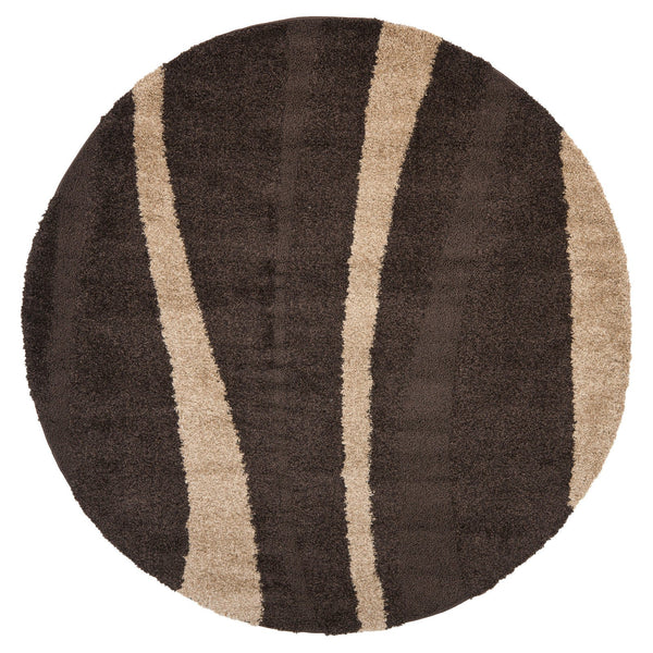 8x10 Cream & Dark Brown Shag Area Rug – Non-Shedding Plush Pile
