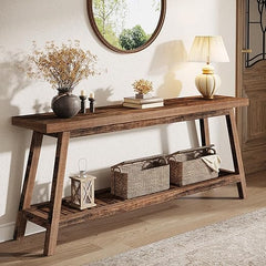 70.86-Inch 2-Tier Console Table – Farmhouse Entryway Sofa Table