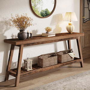 70.86-Inch 2-Tier Console Table – Farmhouse Entryway Sofa Table