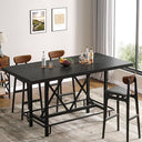 63-Inch Industrial Counter Height Bar Table with Metal Footrest