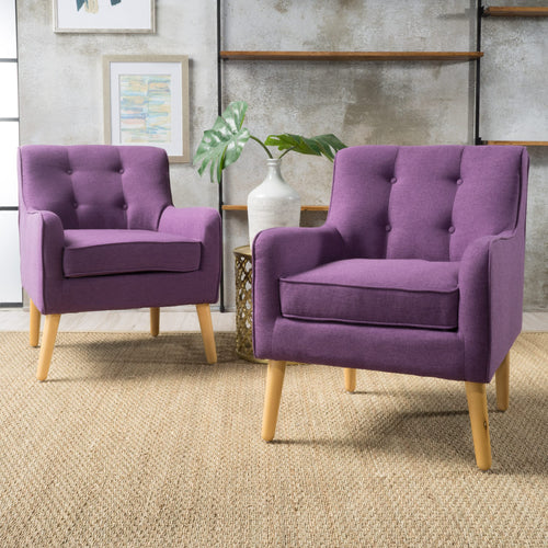 Mid-Century Fabric Arm Chairs, Set of 2 – Purple