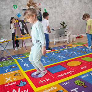 Kids Educational ABC Alphabet Numbers & Shapes Area Rug