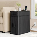 Fluted End Table with Charging Station and Storage