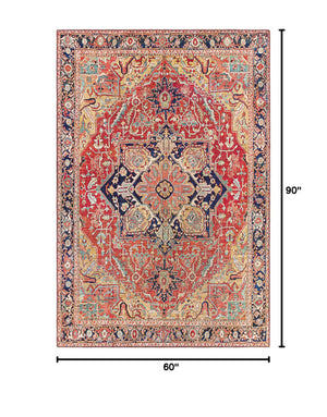 Medallion Oriental Area Rug – Red & Gold
