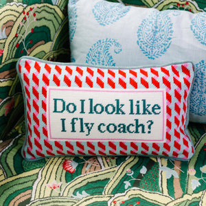 Needlepoint Decorative Throw Pillow – Fly Coach 9x15