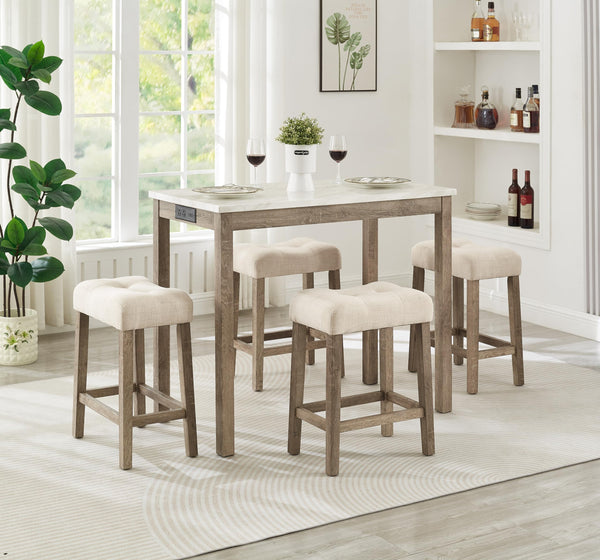 34'' Square Bar Table Set with 4 Chairs
