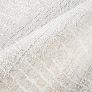 Beige Geometric Grid Area Rug – Medium Pile, Pet & Kid Friendly
