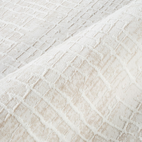 Beige Geometric Grid Area Rug – Medium Pile, Pet & Kid Friendly