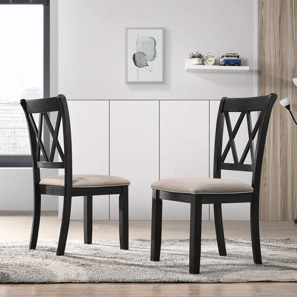 Cross-Back Fabric Upholstered Dining Chair Set of 2