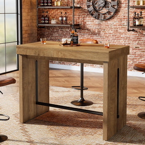 Farmhouse Counter Height Bar Table with Metal Footrest