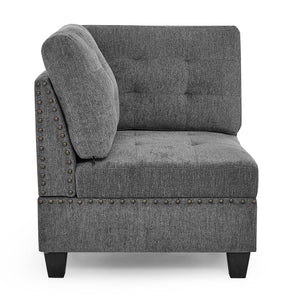 U-Shape Modular Sectional Sofa with Ottoman – Grey Chenille