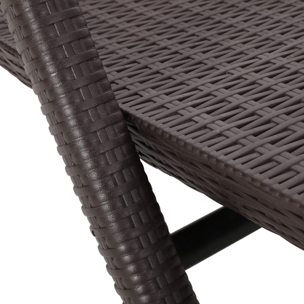 Outdoor Faux Wicker Chaise Lounge – Dark Brown