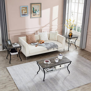 3-Piece Coffee and End Table Set with Storage Shelves