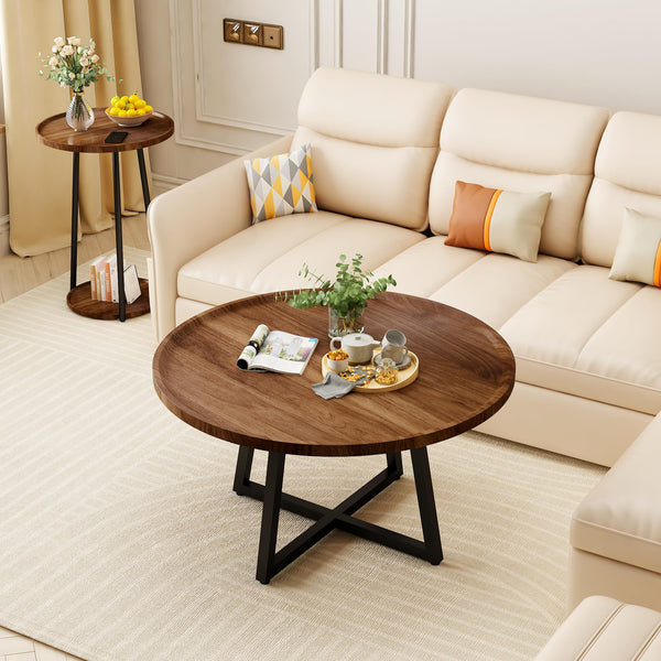 Round Coffee Table and End Table Set of 3