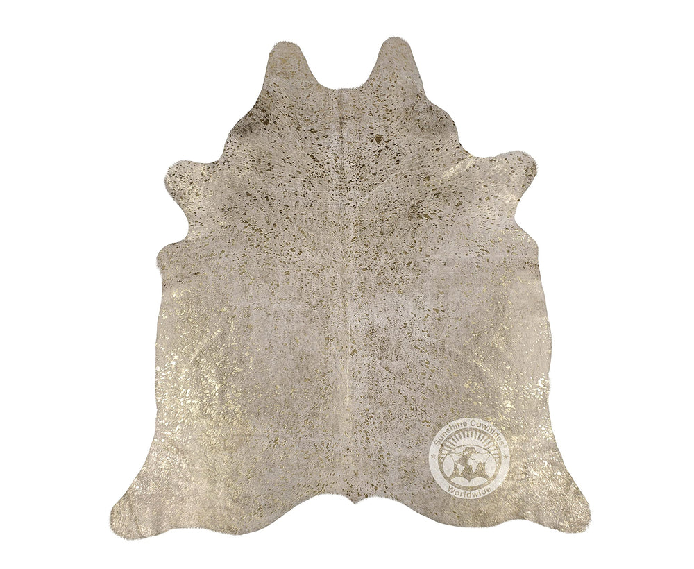 Metallic Cowhide Area Rug – Genuine Leather, 6x7-8 Ft