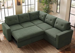 U-Shaped Sectional Sleeper Sofa with Storage Ottoman