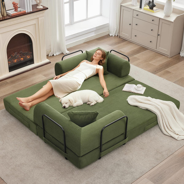 4-in-1 Convertible Sleeper Sofa Bed with Pillows