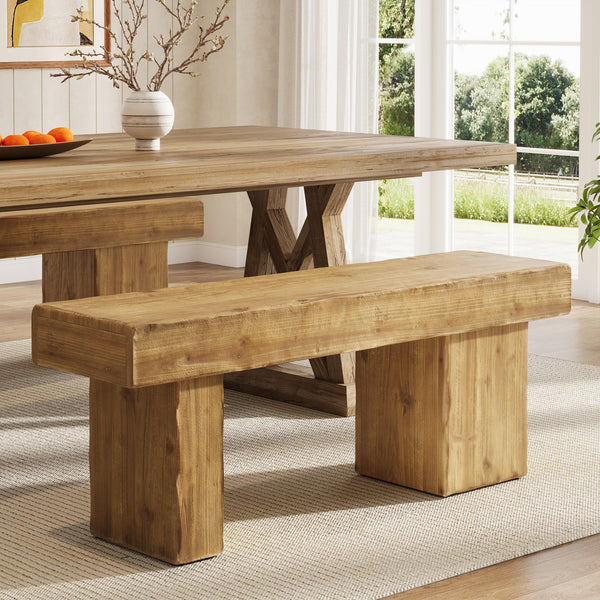 Solid Wood Farmhouse Entryway Bench 47"