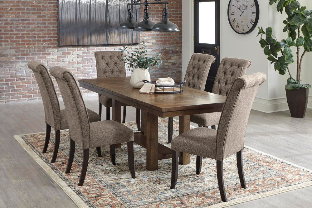 Extendable Rectangular Dining Table with Trestle Base — Seats 8