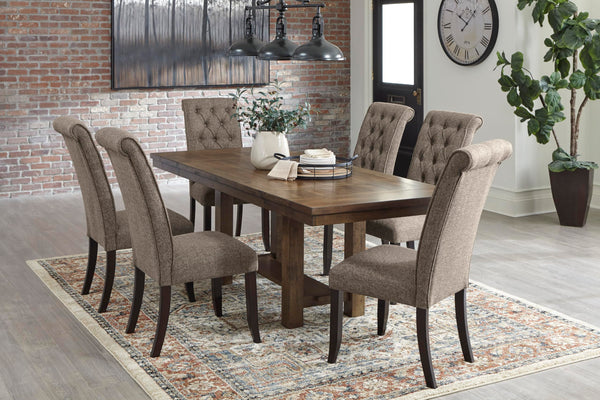 Extendable Rectangular Dining Table with Trestle Base — Seats 8