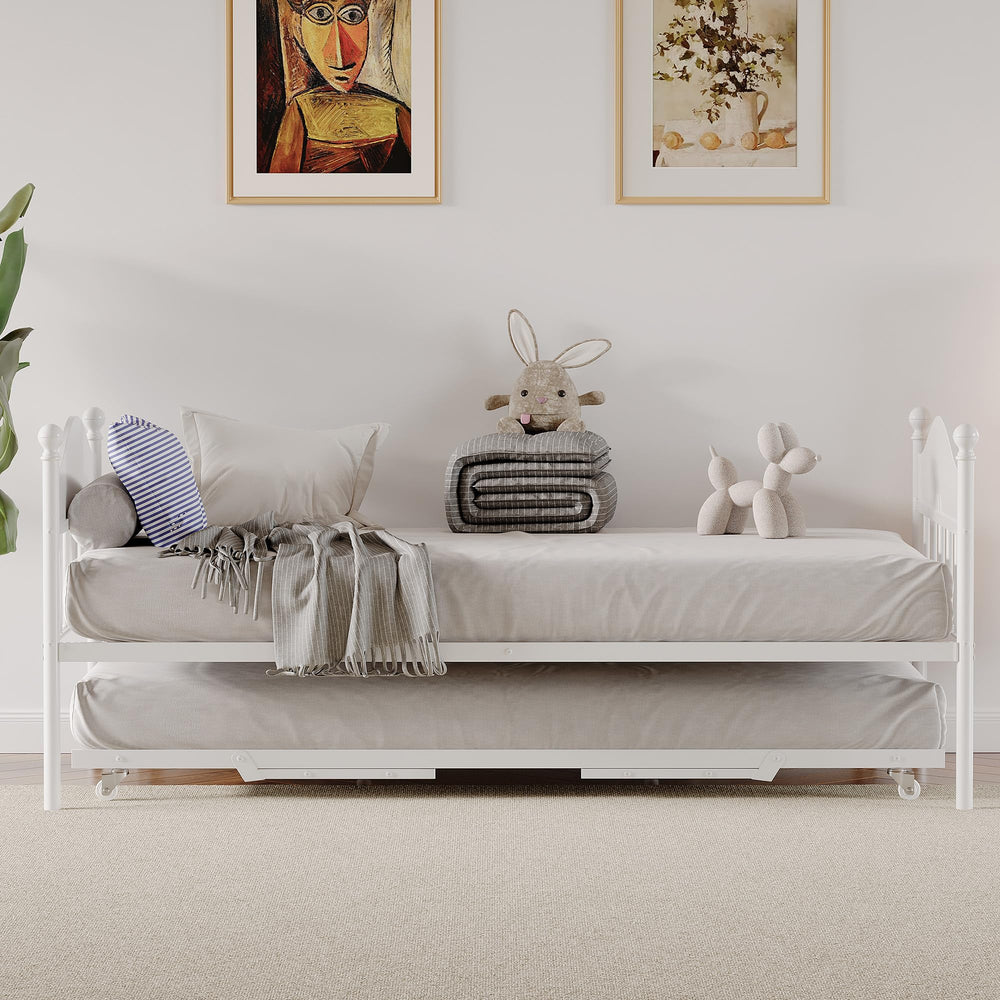 Twin Metal Daybed with Trundle and Headboard