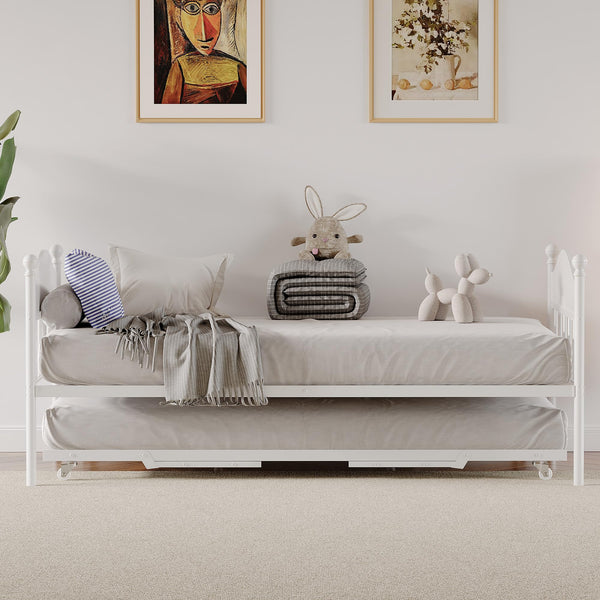 Twin Metal Daybed with Trundle and Headboard