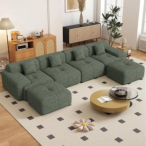 Modular Sectional Sofa L-Shaped Convertible Couch with Ottoman