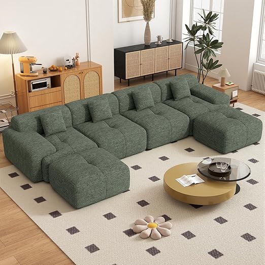 Modular Sectional Sofa L-Shaped Convertible Couch with Ottoman