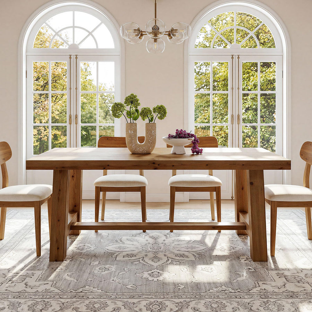 63-Inch Solid Wood Farmhouse Dining Table
